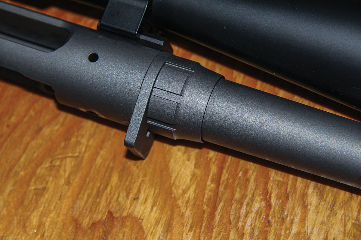 Savage’s Model 110 includes its familiar barrel nut, sandwiching the recoil-lug ring between barrel and receiver and making headspacing nearly automatic.